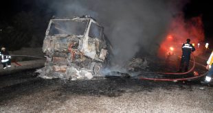 Muğla'da Seyir halindeki domates yüklü tırda çıkan yangın hasara yol açtı