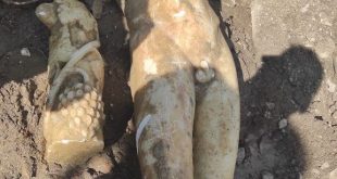 Afyonkarahisar'da altyapı kazısı sırasında heykel bulundu