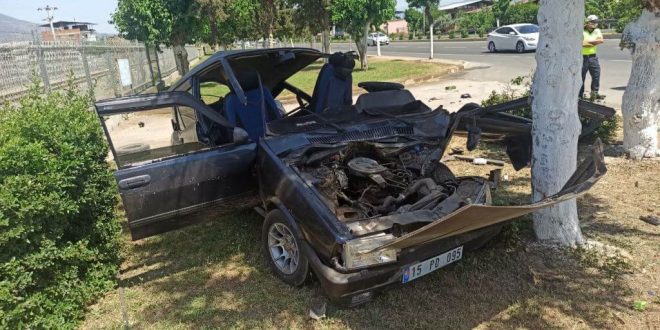 Aydın'da ağaca çarpan otomobilin sürücüsü ağır yaralandı
