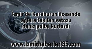 İzmir'de Karaburun ilçesinde ağlara takılan vatozu deniz polisi kurtardı