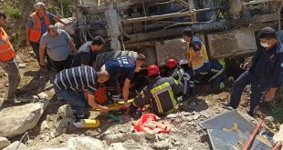 Manisa'da Kontrolden çıkan beton pompasının devrildi 1 yaralı