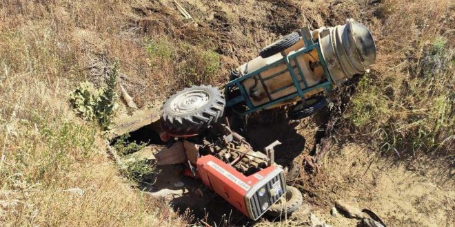 Sarıgöl'de traktör sulama kanalına devrilmesi sonucu 1 yaralı