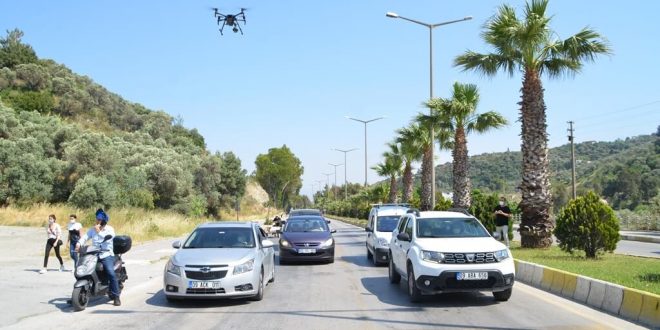 Söke'de drone destekli trafik denetimi yapıldı