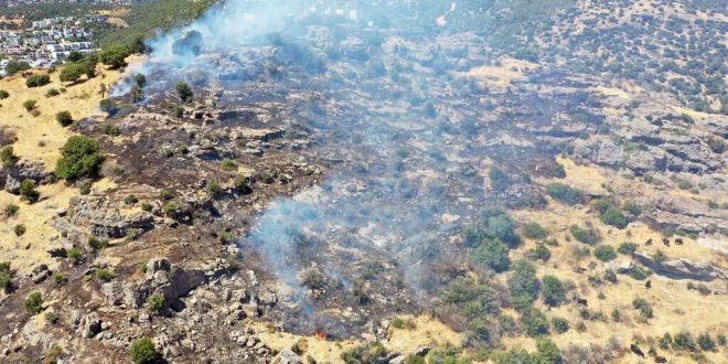 Bodrum'da verici istasyonlarının bulunduğu alanda çıkan yangın söndürüldü