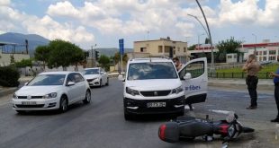 Germencik'te otomobille motosiklet çarpışması sonucu 1 kişi yaralandı