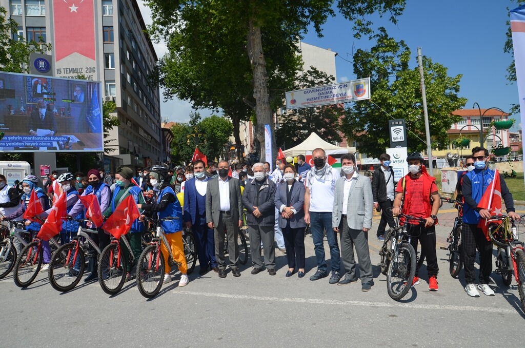 Kütahya’da pedallar Filistin için döndü