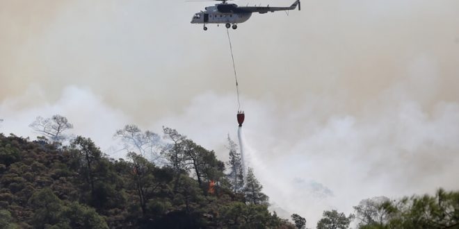 Marmaris ile Köyceğiz'deki orman yangınlarına havadan müdahale yeniden başladı