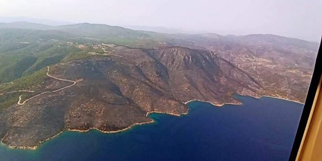 Milas'taki orman yangını havadan görüntülendi