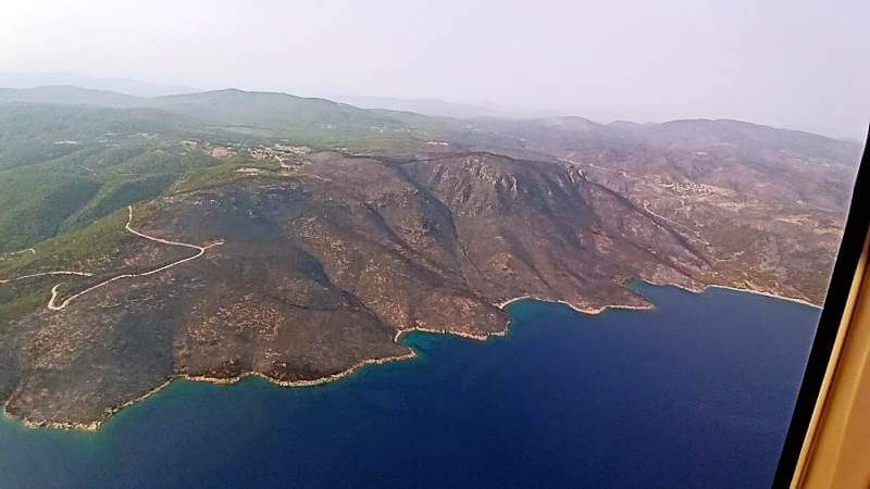 Milas'taki orman yangını havadan görüntülendi