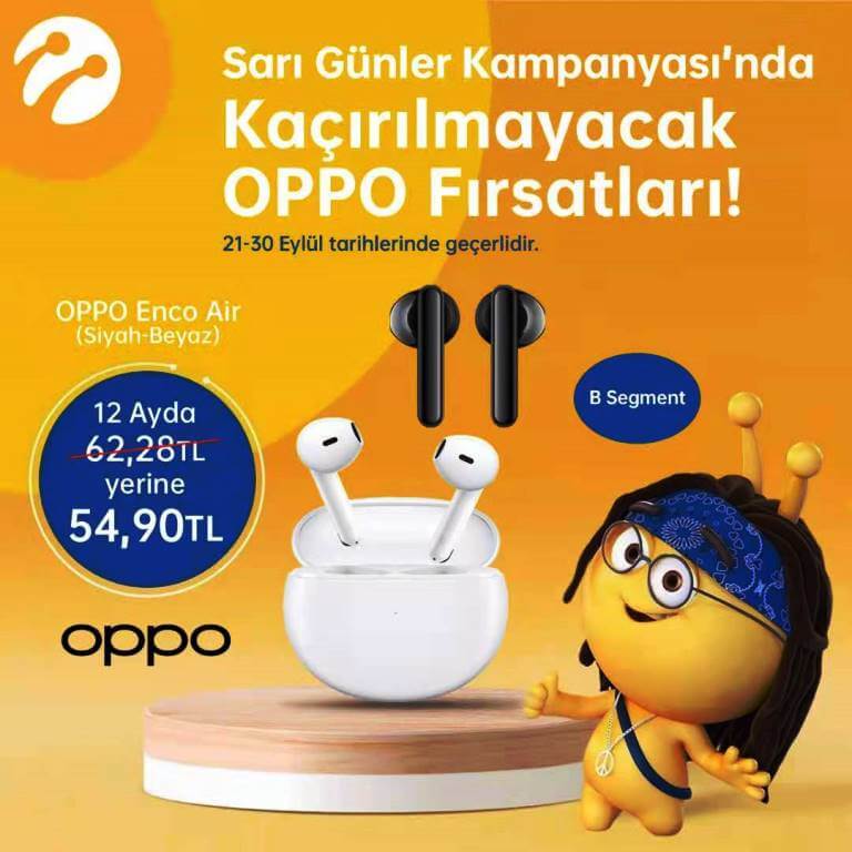 OPPO A74 ve OPPO Enco Air Sarı Günler Kampanyasında İndirimli Fiyatlarıyla Turkcell Mağazalarında
