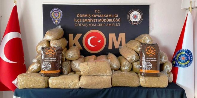 Ödemiş'te 215 kilogram kaçak tütün ele geçirildi