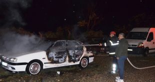 Manisa'nın Demirci ilçesinde iki otomobil yandı